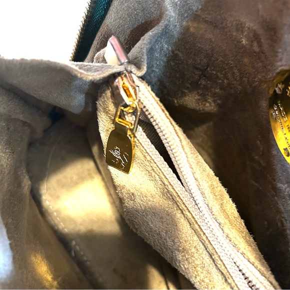 Pratesi Firenze Emerald Green Italian Leather Crossbody Bag w/Gold Chain - Picture 9 of 11